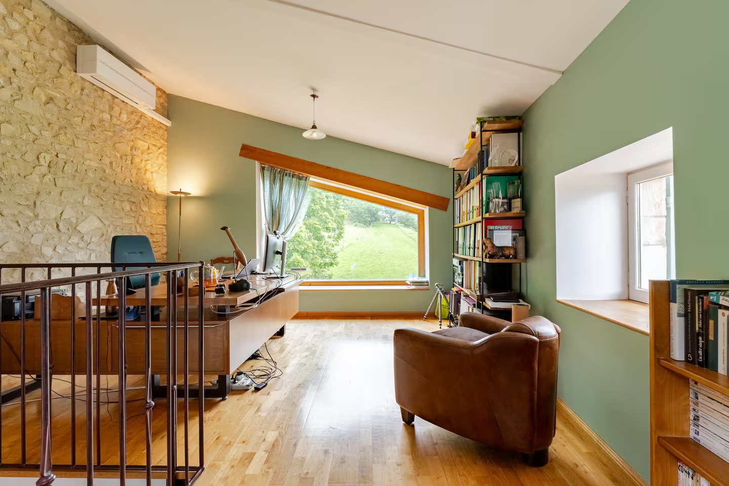 The office, an air-conditioned workspace with a view