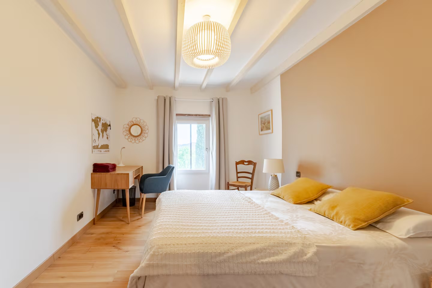 Bedroom 5, double bed and desk corner