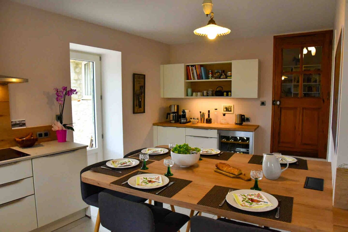 The dining nook and the wine cellar